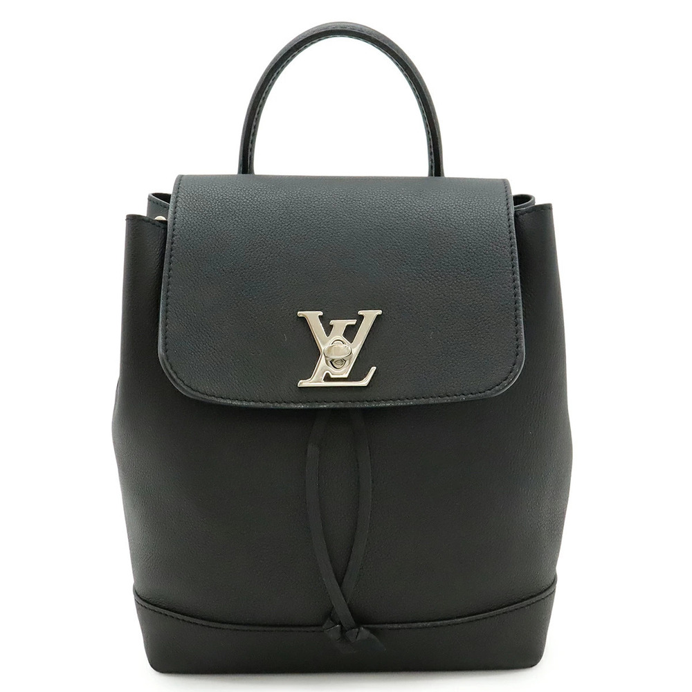 LOUIS VUITTON Lockme Backpack Turnlock Closure Calf Leather Noir Black
